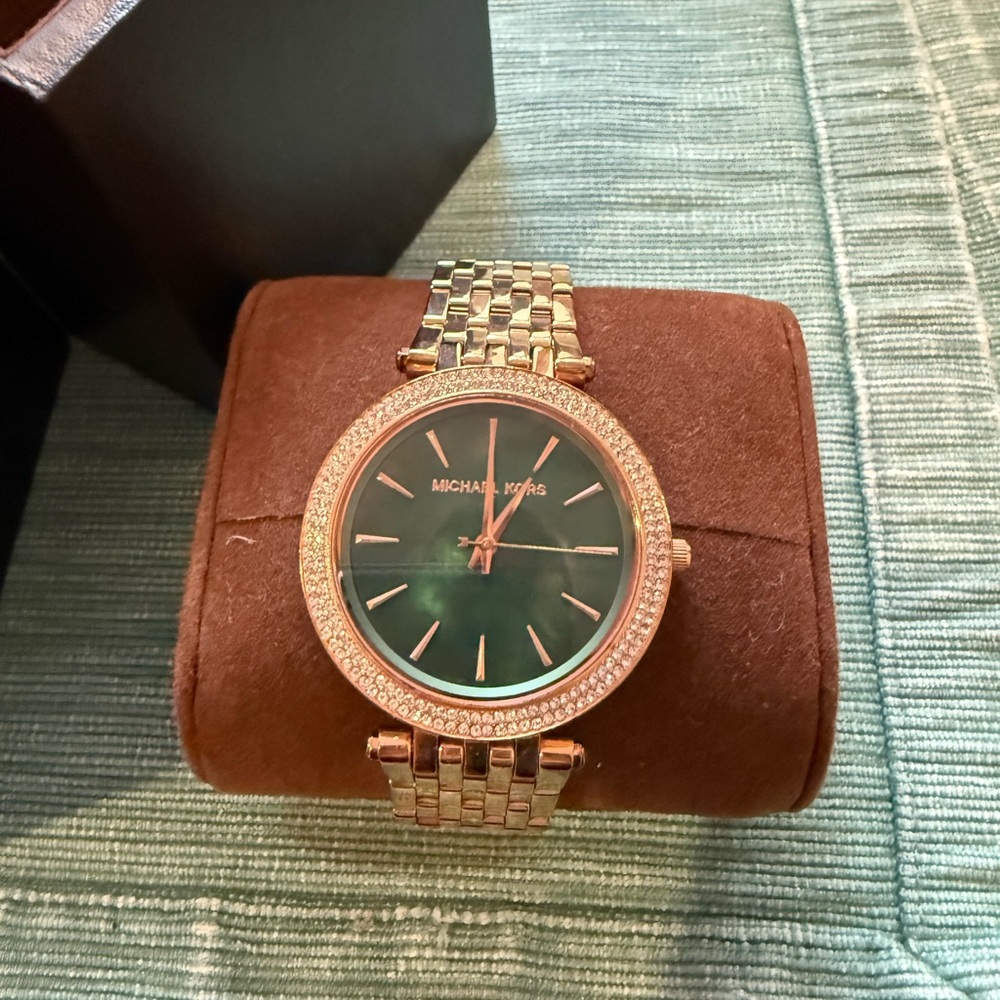 Michael Kors Gold-Tone Watch with Green Dial